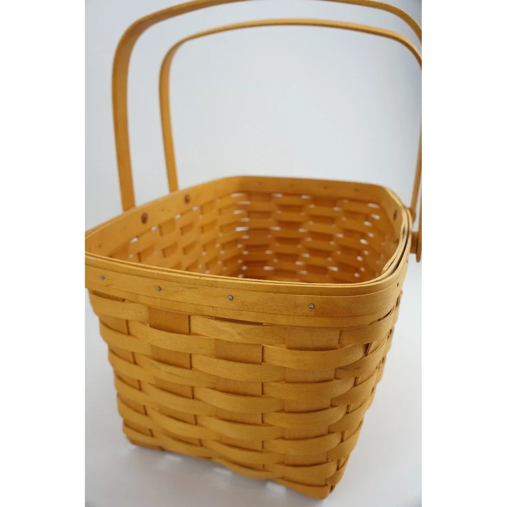 Longaberger Basket 2002 Handwoven Rectangular Dual Swing Handles Excellent